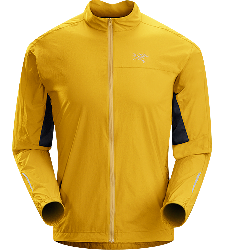 Incendo Jacket Men's Trim-fitting, minimalist running jacket constructed with water-resistant fabric in the body and sleeves. Ideal for high output activities