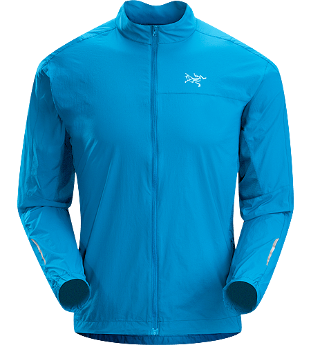 Incendo Jacket Men's Trim-fitting, minimalist running jacket constructed with water-resistant fabric in the body and sleeves. Ideal for high output activities