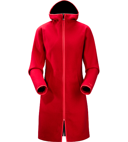Lanea Long Coat Women's Women's specific, long coat with hood, constructed using a woven wool exterior textile bonded to a light brushed fleece backer for added warmth and comfort. Ideal as a casual yet stylish urban coat for cold winter conditions