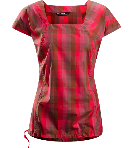 Mirin SS Women's Relaxed fitted cap sleeve blouse with an adjustable waist drawcord and a flattering square neckline constructed using a lightweight, breezy textile.