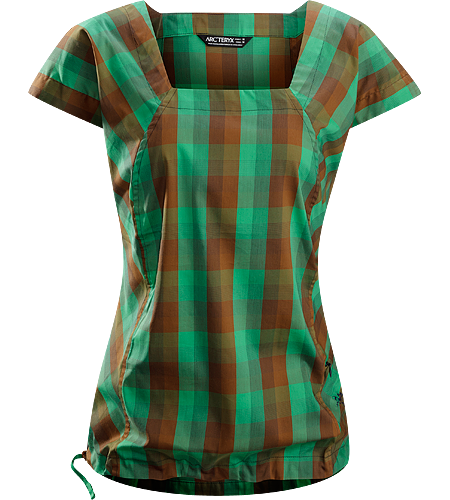 Mirin SS Women's Relaxed fitted cap sleeve blouse with an adjustable waist drawcord and a flattering square neckline constructed using a lightweight, breezy textile.