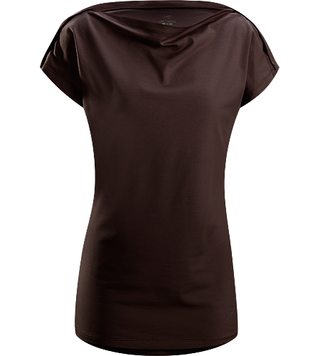 Motive SS Women's Relaxed fit T-shirt with a scooped boat neck neckline, tunic style length, and snap fasteners across the shoulders that adds a unique aesthetic.