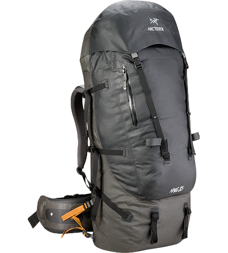 Naos 85 Weather resistant and seam-sealed, fully-featured backpack with fortified Load Transfer Disc and larger hipbelt with side-mounted, weight stabilization straps, designed to carry monster loads