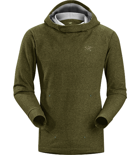 Quiq Hoody Men's Trim fitting, pullover style hoody with a tall collar and relaxed hood, constructed with a stretchy, comfortable cotton blend terry knit fabric; Ideal for bouldering, climbing and casual use.