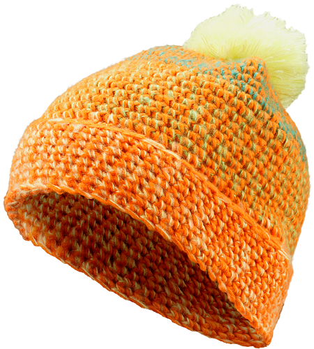Rolling POM Bonnet Femme Bonnet 100% acrylique style chapeau mou avec gros détails tricotés, un bord qui s'enroule et un gros pompon sur le haut.