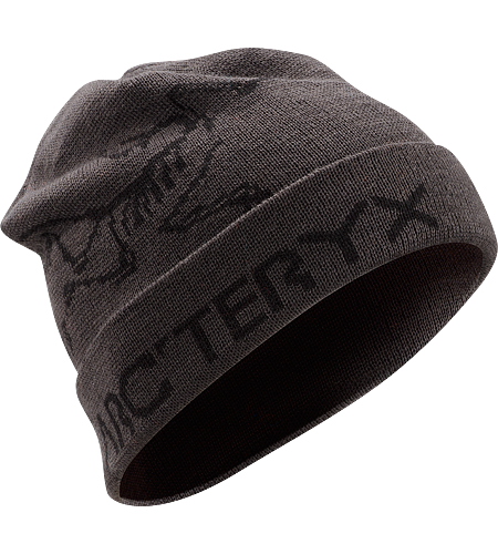 Rolling Word Hat Longer length wool/acrylic blend beanie with bold bird and word graphic and a roll up brim