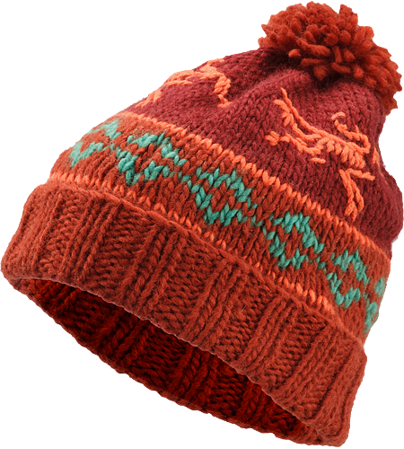Sarah Toque Women's Slouch-fit Merino wool/acrylic blend toque with a patterned chunky knit detail and topped with a large fluffy pom pom