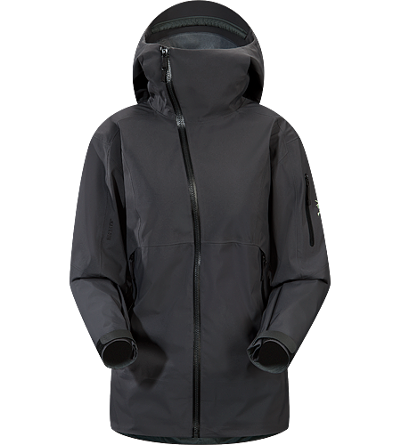 Sidewinder Jacket Women's Tough waterproof hardshell jacket with Storm Hood. Sidewinder front zipper curves away from your face.