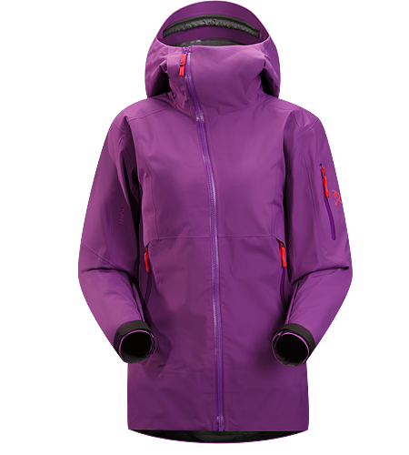 Sidewinder Jacket Women's Tough waterproof hardshell jacket with Storm Hood. Sidewinder front zipper curves away from your face.
