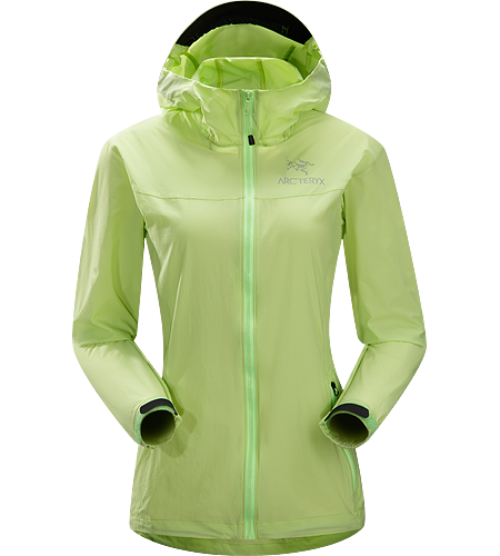 Squamish Hoody Women's Super lightweight, durable and compressible hooded jacket; Ideal as a wind resistant layer for warm weather activities