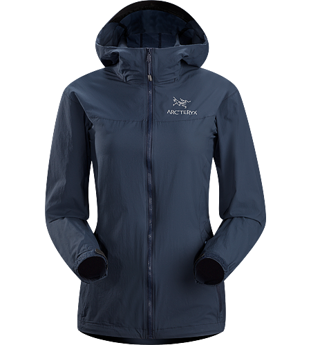Squamish Hoody Women's Super lightweight, durable and compressible hooded jacket; Ideal as a wind resistant layer for warm weather activities