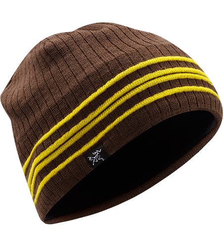Stonecat Hat Relaxed fit, merino wool/acrylic mix beanie with fine ribbed knit yarn with stripy detailing.