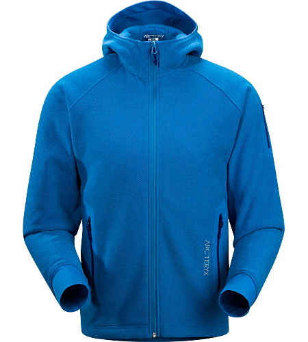 Strato Hoody Men's Insulated, breathable snowsports hoody with a laminated hood brim, designed as a layering piece.