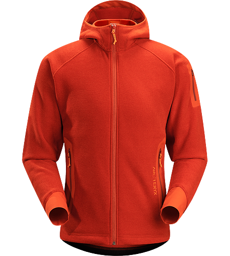 Strato Hoody Men's Insulated, breathable snowsports hoody with a laminated hood brim, designed as a layering piece.