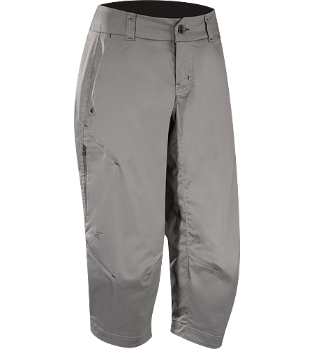 A2B Commuter Long Women's Denim-inspired water repellant, quick drying, longer inseam capri short with hidden reflective elements for commuters.