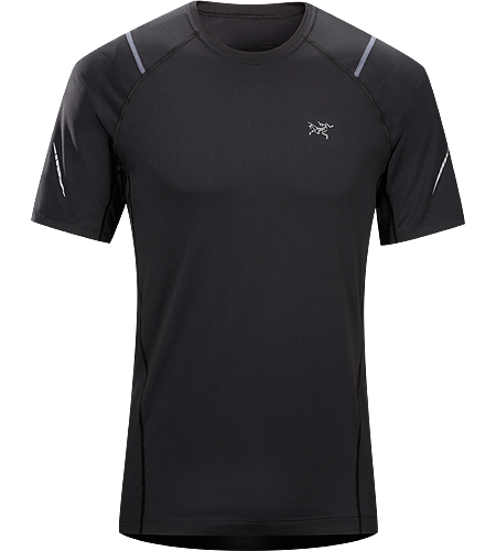 Accelerator SS Men's A lightweight, breathable, moisture-wicking, technical short-sleeve shirt constructed with a slightly heavier fabric and designed for running in cool conditions.