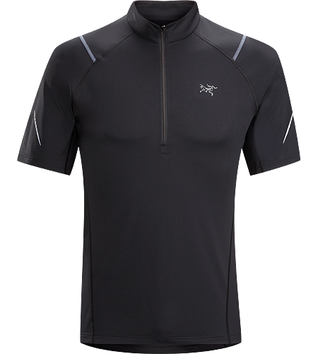 Accelerator Zip Neck SS Men's A lightweight, breathable, moisture-wicking, technical short-sleeve zip neck shirt constructed with a slightly heavier fabric and designed for running in cool conditions.