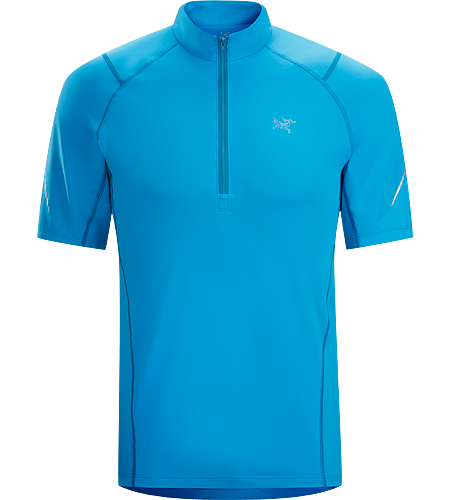 Accelerator Zip Neck SS Men's A lightweight, breathable, moisture-wicking, technical short-sleeve zip neck shirt constructed with a slightly heavier fabric and designed for running in cool conditions.