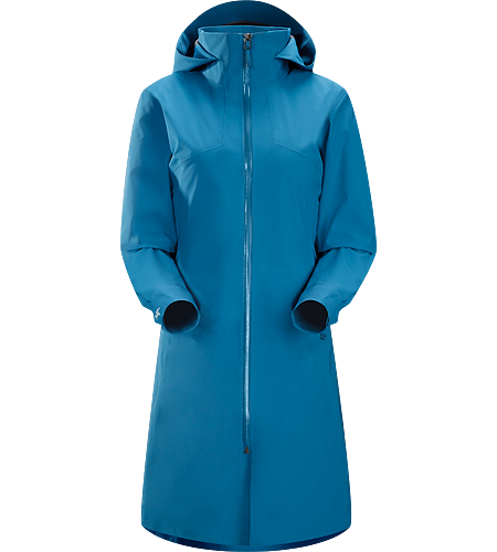Aphilia Coat Women's Three-season waterproof/windproof GORE-TEX® long coat with soft shell brushed interior.