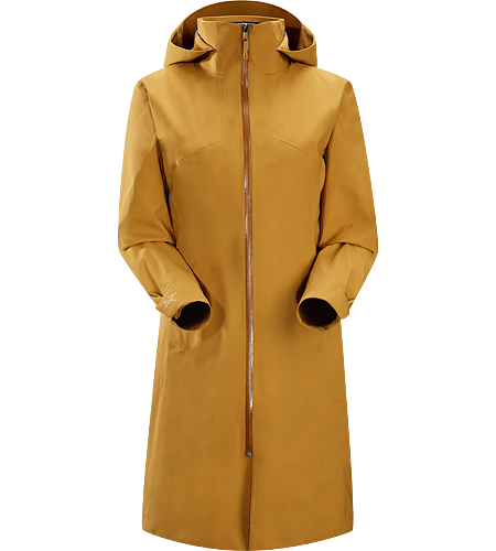 Aphilia Coat Women's Three-season waterproof/windproof GORE-TEX® long coat with soft shell brushed interior.