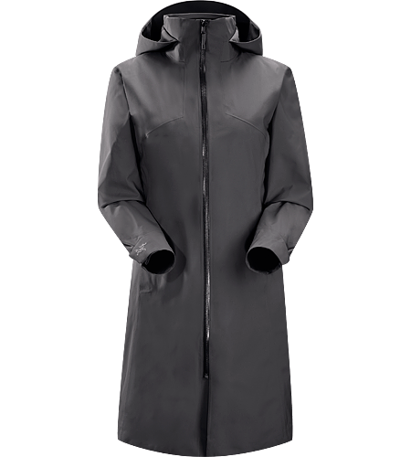 Aphilia Coat Women's Three-season waterproof/windproof GORE-TEX® long coat with soft shell brushed interior.