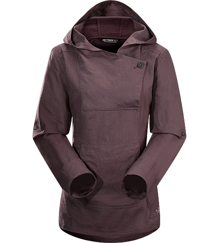 C'esta Hoody Women's Lightweight, breathable cotton/linen hoody with roll up sleeves and an elastic drawcord on the hem.