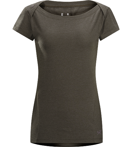 Cassia SS Women's Trim fit capped sleeve top with flattering boat neck and generous body length.
