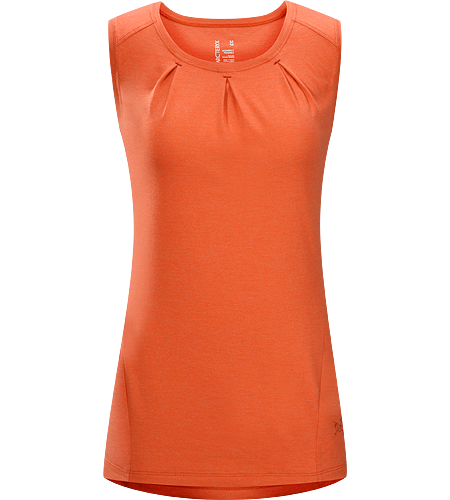 Cassia Sleeveless Women's Trim fit top with pleated bustline detail, wide bra-friendly straps and generous body length.