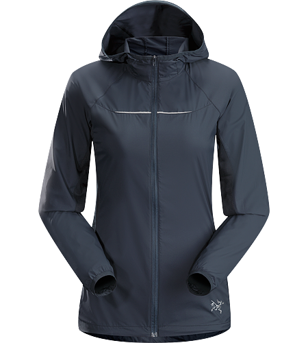 Cita Hoody Women's Redesigned for 2014. A lightweight, moisture and wind resistant hooded running jacket with mesh underarm panels to vent perspiration