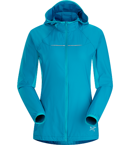 Cita Hoody Women's Redesigned for 2014. A lightweight, moisture and wind resistant hooded running jacket with mesh underarm panels to vent perspiration