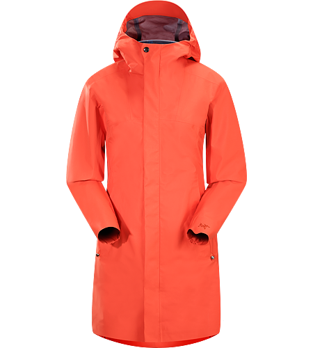 Codetta Coat Women's Wasserdichter, dreiviertellanger GORE-TEX®-Regenmantel mit Kapuze.