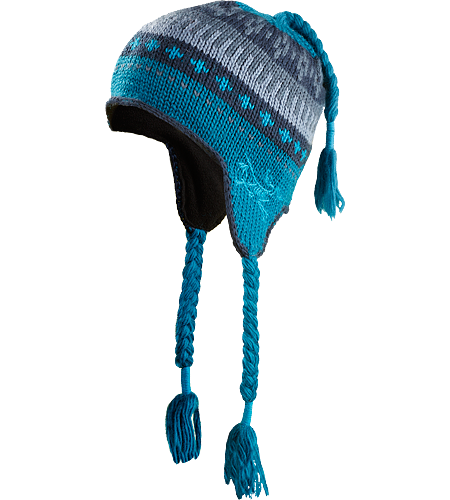 Contrail Toque 100% wool toque with fleece lined earflaps and top braid