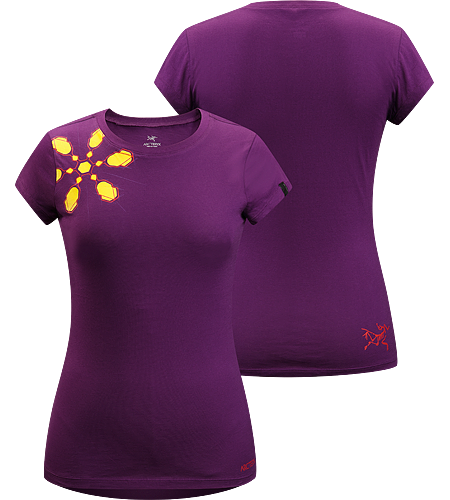 Flake T-Shirt Women's Leichtes Kurzarm-T-Shirt aus 100 % Baumwolle mit Schneeflockenmotiv auf der Vorderseite.
