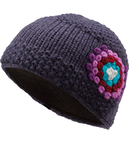 Hepcat Hat Women's Wool/acrylic blend toque with a fleece underband, and a distinctive flower design