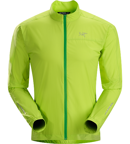 Incendo Jacket Men's Trim-fitting, minimalist running jacket constructed with water-resistant fabric in the body and sleeves. Ideal for high output activities