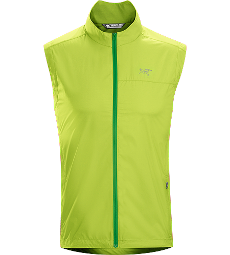 Incendo Vest Men's Ultra-lightweight vest constructed using wind resistant textile in the front, and breathable mesh in the back panel for maximum ventilation during aerobic activities.