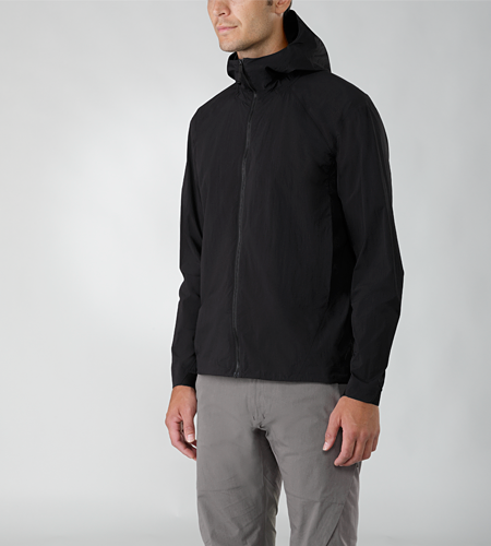 Isogon Jacket Men's Lightweight, wind resistant hooded jacket designed with clean, minimal styling and constructed with a densely woven stretch textile for enhanced comfort and a superior fit.