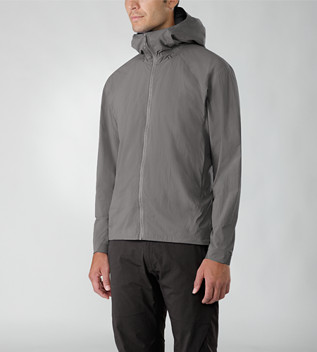 Isogon Jacket Men's Lightweight, wind resistant hooded jacket designed with clean, minimal styling and constructed with a densely woven stretch textile for enhanced comfort and a superior fit.