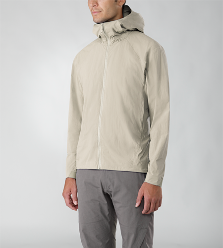 Isogon Jacket Men's Lightweight, wind resistant hooded jacket designed with clean, minimal styling and constructed with a densely woven stretch textile for enhanced comfort and a superior fit.