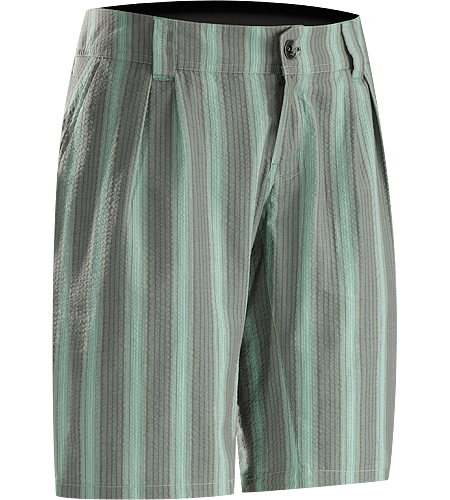 Kalama Short Women's Trim fitting, striped shorts made using a lightweight, textured organic cotton and polyester seersucker textile that is comfortable in hot weather conditions.