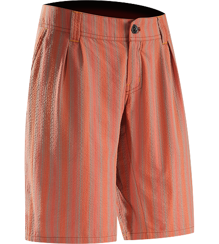 Kalama Short Women's Trim fitting, striped shorts made using a lightweight, textured organic cotton and polyester seersucker textile that is comfortable in hot weather conditions.