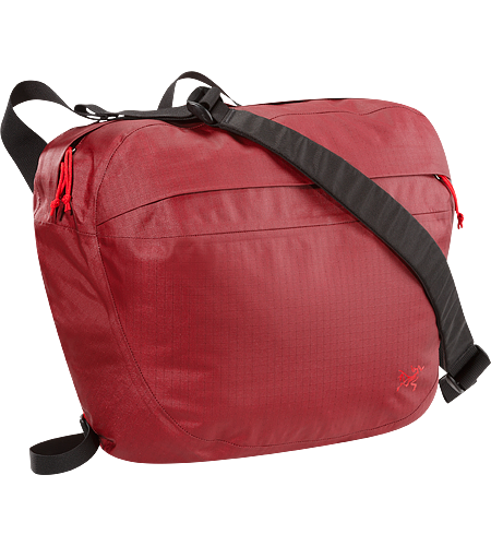 Lunara 17 Weather resistant AC² shoulder bag with front pocket, retention strap for documents, tablet device, or up to 15” laptops, padded back panel and shoulder strap, and removable waistbelt.
