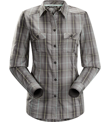 Melodie Shirt LS Women's Lightweight long sleeve shirt with roll-up sleeves that secure with a tab for added comfort in warmer weather