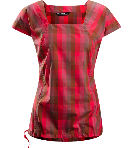 Mirin SS Women's Relaxed fitted cap sleeve blouse with an adjustable waist drawcord and a flattering square neckline constructed using a lightweight, breezy textile.