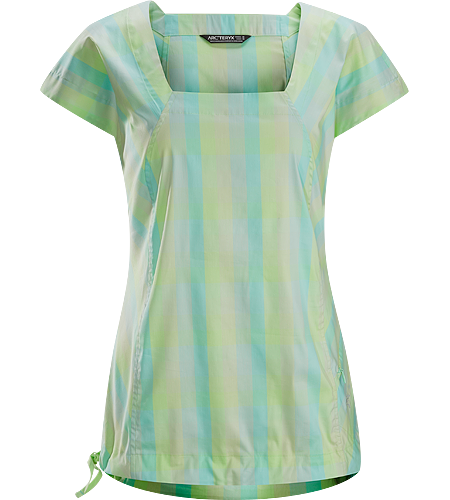 Mirin SS Women's Relaxed fitted cap sleeve blouse with an adjustable waist drawcord and a flattering square neckline constructed using a lightweight, breezy textile.