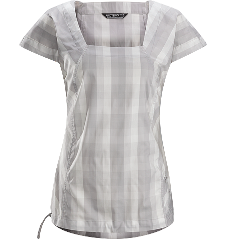 Mirin SS Women's Relaxed fitted cap sleeve blouse with an adjustable waist drawcord and a flattering square neckline constructed using a lightweight, breezy textile.