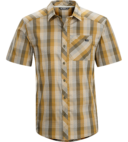 Peakline Shirt SS Men's Trim-fitting, short-sleeved collared shirt made from breathable, moisture-wicking Cotton/Polyester blend textile.