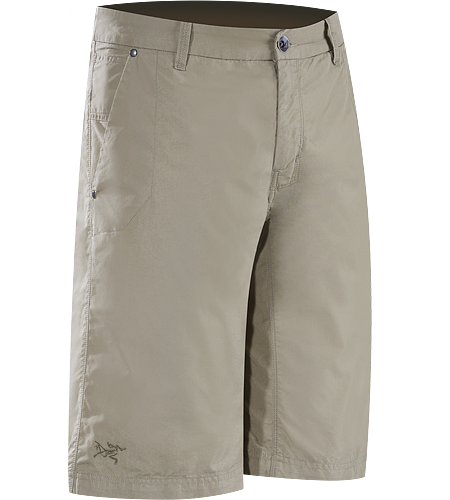 Renegade Long Men's Lightweight canvas travel shorts designed with subtle articulation for increased freedom of movement
