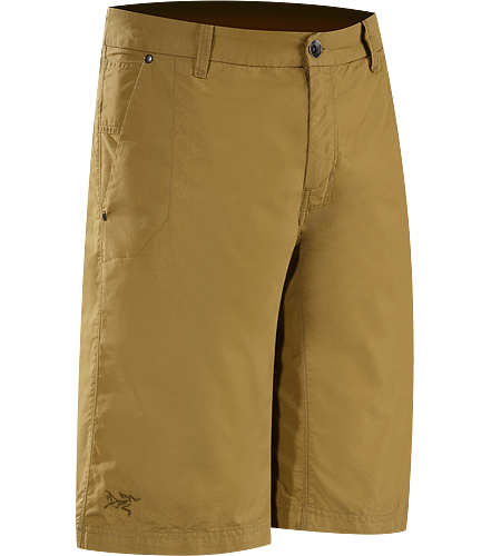 Renegade Long Men's Lightweight canvas travel shorts designed with subtle articulation for increased freedom of movement