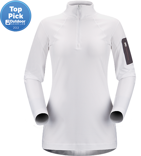 Rho LT Col zippé Femme Première couche légère fabriquée avec un tissu qui évacue l'humidité et protège des mauvaises odeurs.